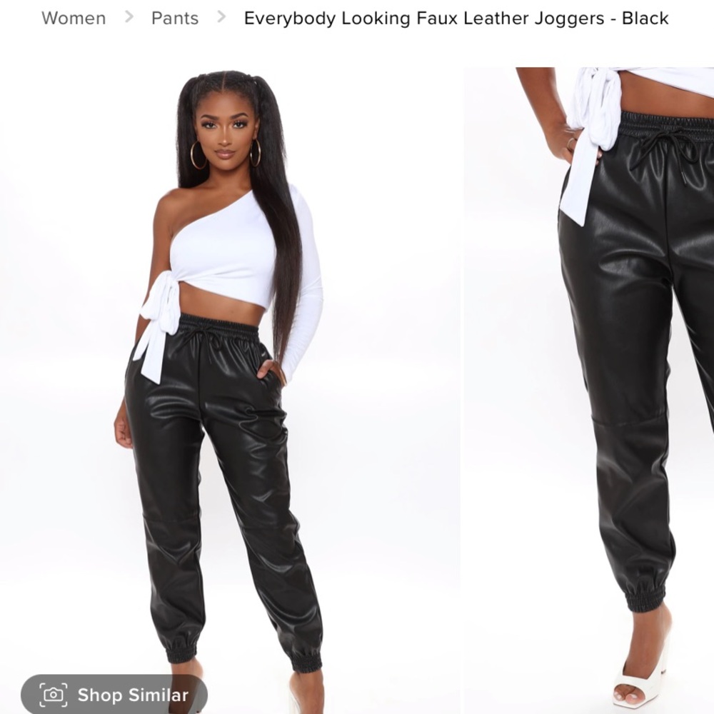 Fashion Nova Faux Leather Tan joggers